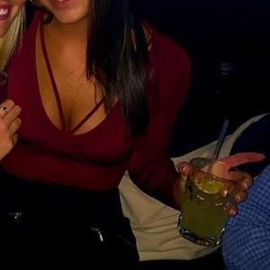 Maroon Deep V-neck Bodysuit